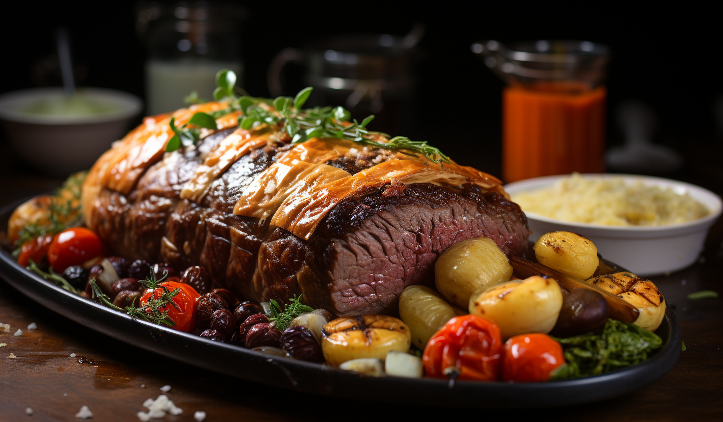 a-plate-of-meat-and-vegetables-on-a-table